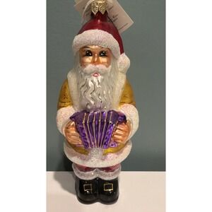 Christopher Radko Squeezebox Santa Accordion Christmas Ornament 6.5 inch